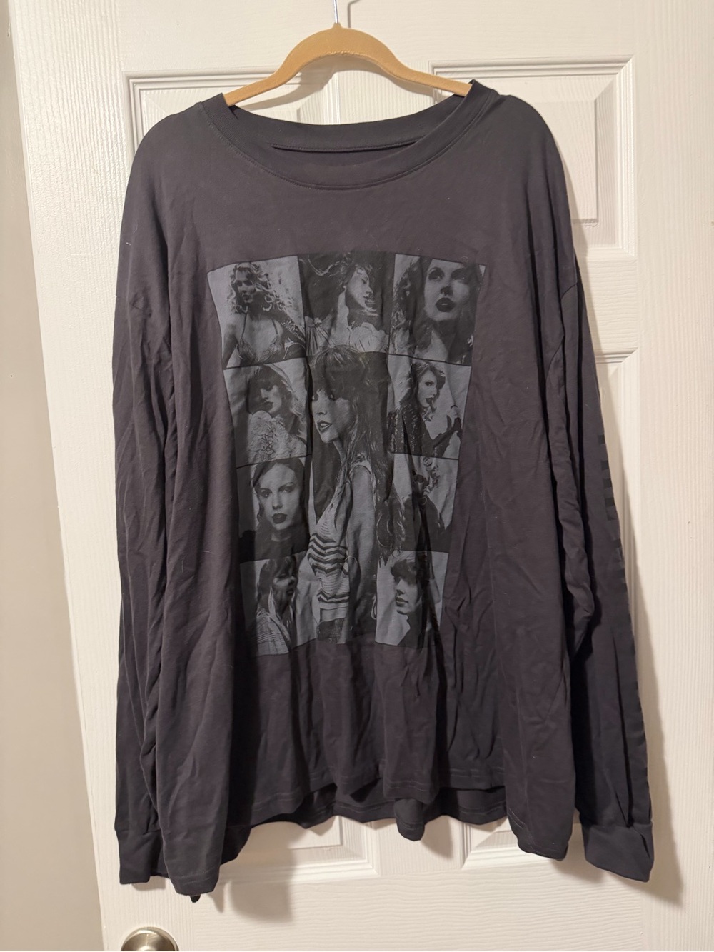 TAYLOR SWIFT THE ERAS TOUR CHARCOAL Black long sleeve tee shirt size 2XL